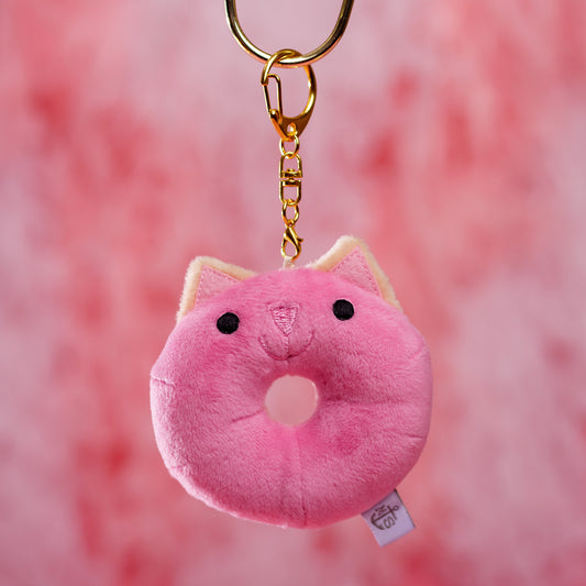 Strawberry Donut Cat Plush Keychain