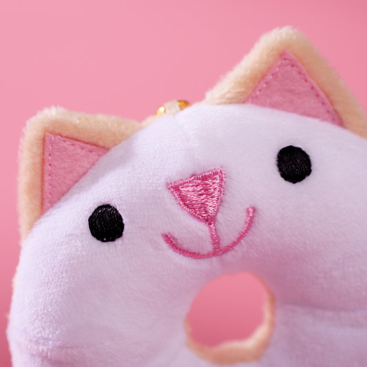 Vanilla Donut Cat Plush Keychain