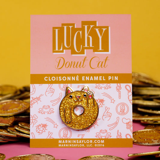 Lucky Donut Cat Enamel Pin